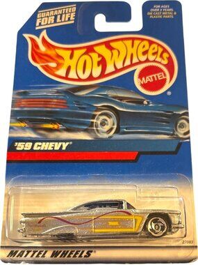 2/$12 Vintage Die Cast Hot Wheels 59 Chevy Car Collectible Silver Yellow Red